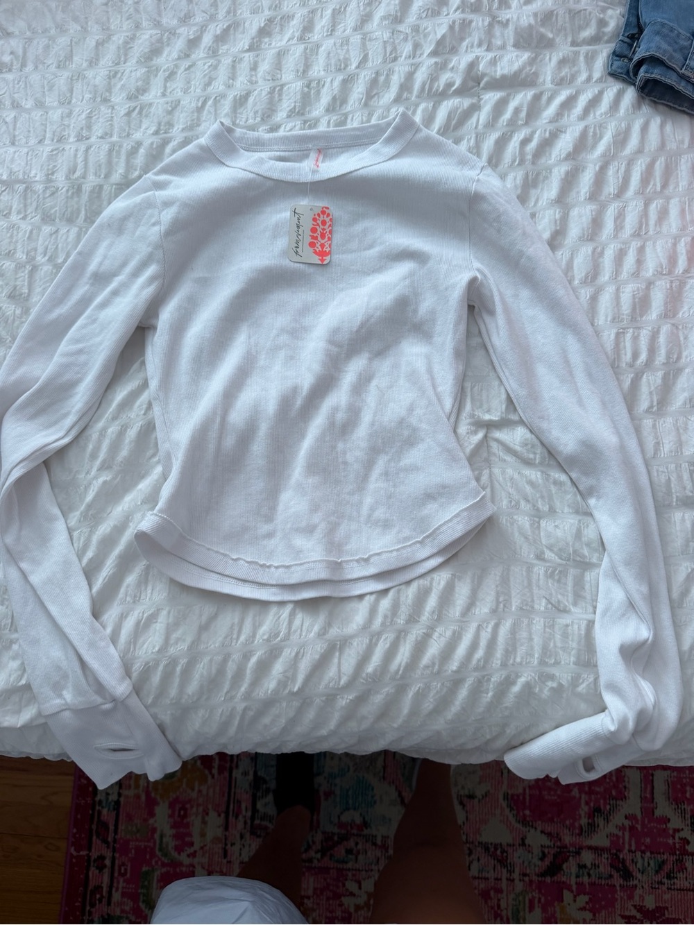 Spense White Long-Sleeve Crewneck Top for Kids